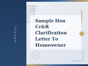 Sample Hoa Cc&r Clarification Letter to Homeowner