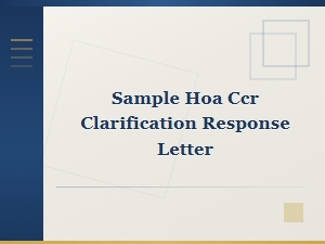 Sample Hoa Cc&r Clarification Response Letter for Homeowners